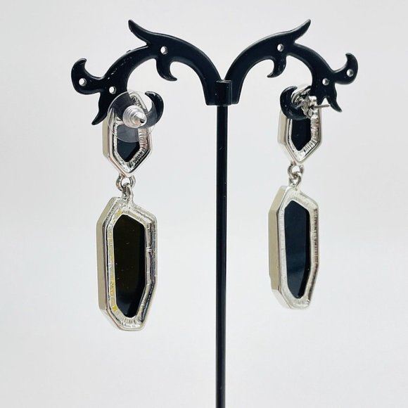 Simply Vera Black Dangle Earrings Silver Tone Faux Stones Glam Bling Sparkle - Picture 9 of 10